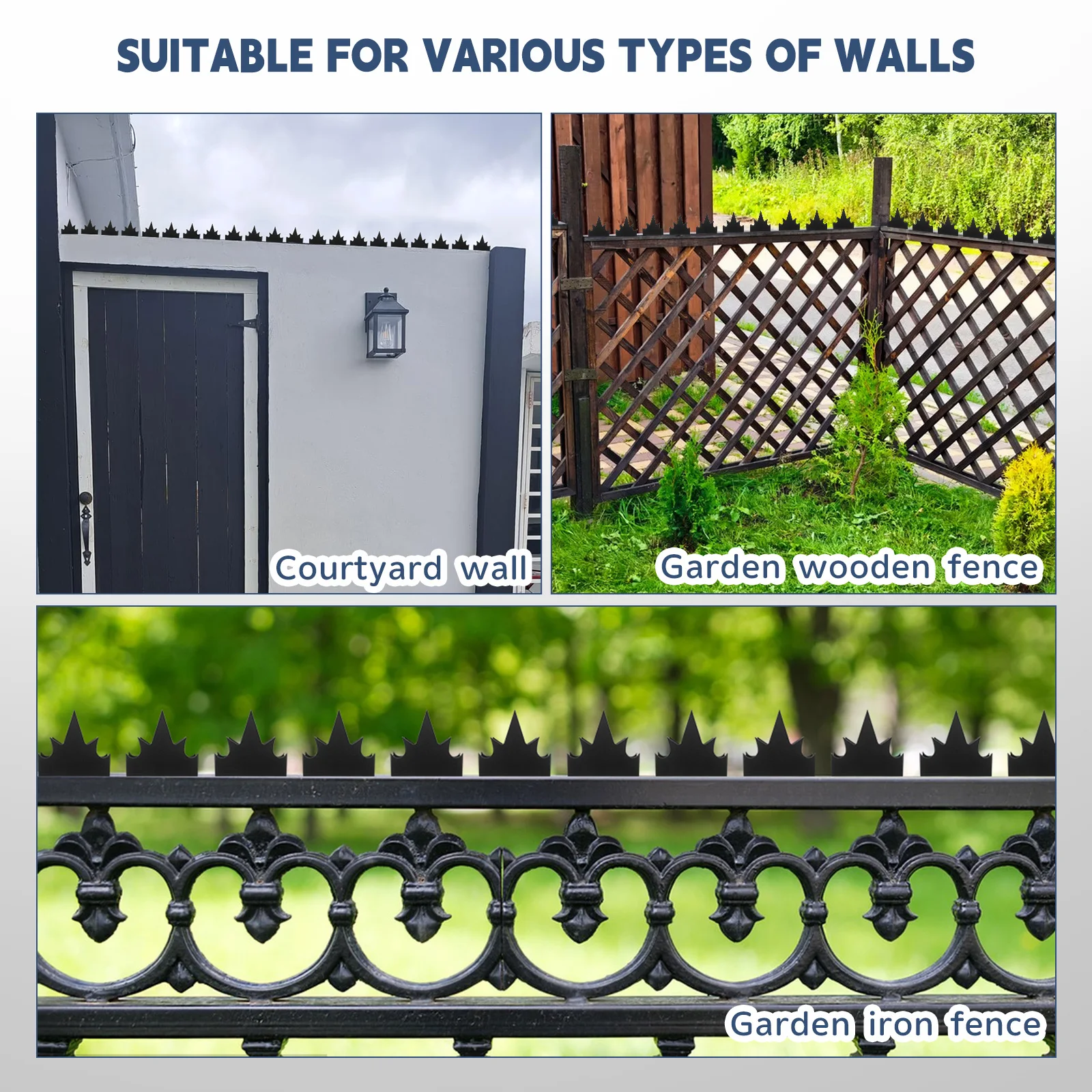 1 Set Of Anti Climb Fence Metal Security Wall Garden Yard Gate Barrier Durable Rustproof Spikes For Fencing Supply Decorative