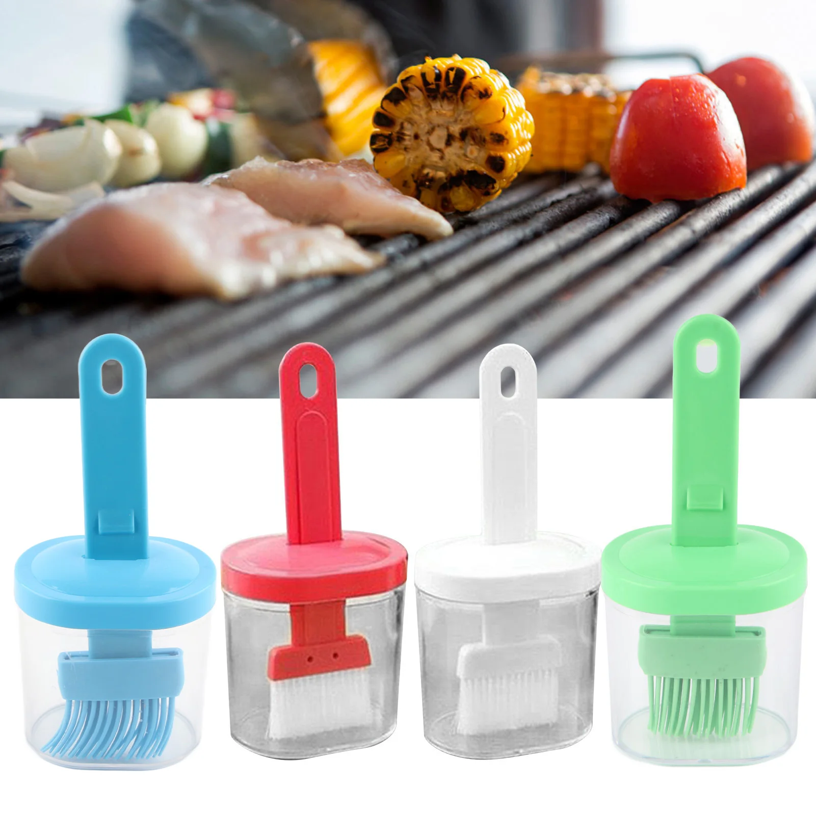 Integrated Silicone Oil Dispenser Bottle Brush Integrated Reusable Food Grade for BBQ Cooking Baking Barbecue Pickling Marinade