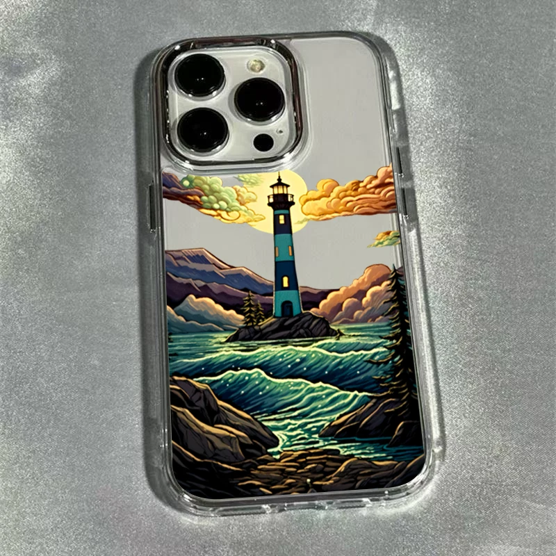 Vintage Lighthouse Seagull Sunset Phone Case For Samsung Galaxy S25 S23 Plus S26 S24 Ultra A55 A57 A56 A37 A17 A26 A07 A06 Cover