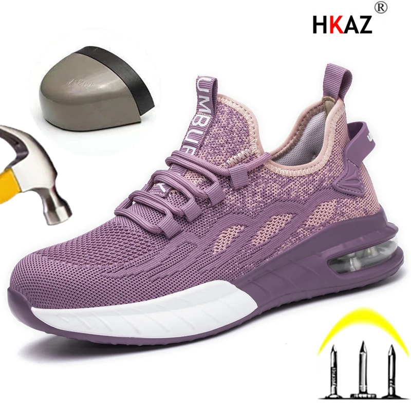 Breathable Air Cushion Working Boots Women Work Safety Shoes Steel Toe Cap Indestructible Work Sneakers Women Shoes