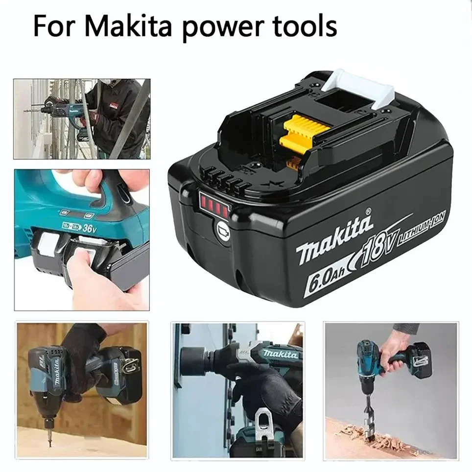 100% оригинальная батарея Makita 18 В 6 Ач/5 Ач/3 Ач BL1830B BL1850B BL1850 BL1840 BL1860 BL1815, сменная литиевая батарея