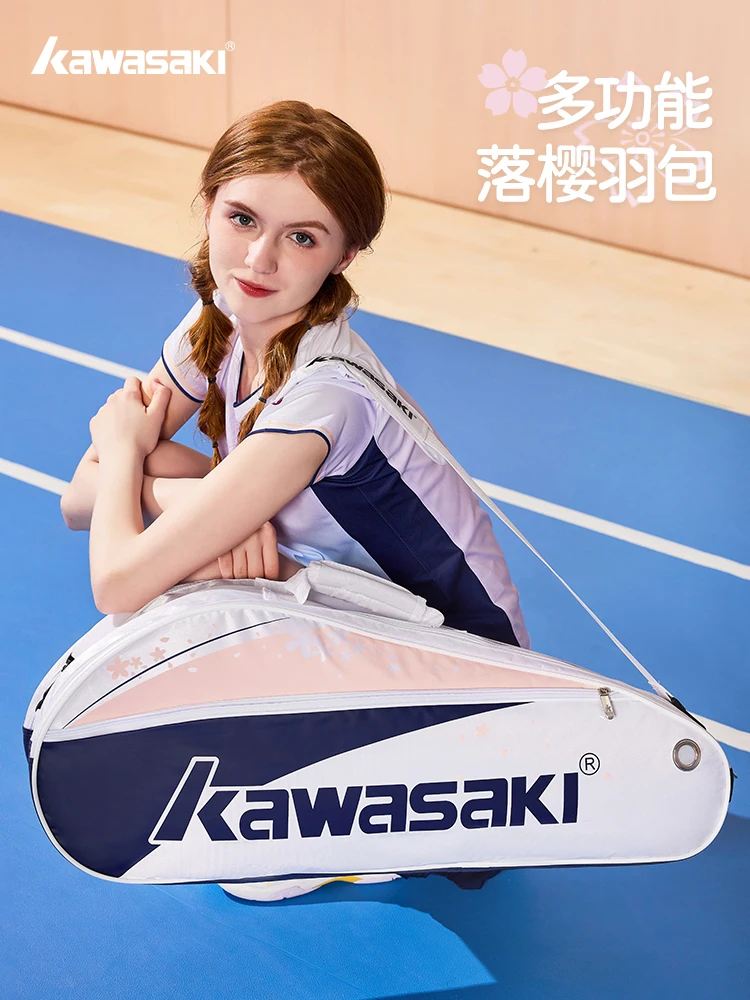 Kawasaki Women 's Sport Bag Racquet Bag with Floral Design Stylish Portable Badminton and Tennis Bag K2G00-B8366