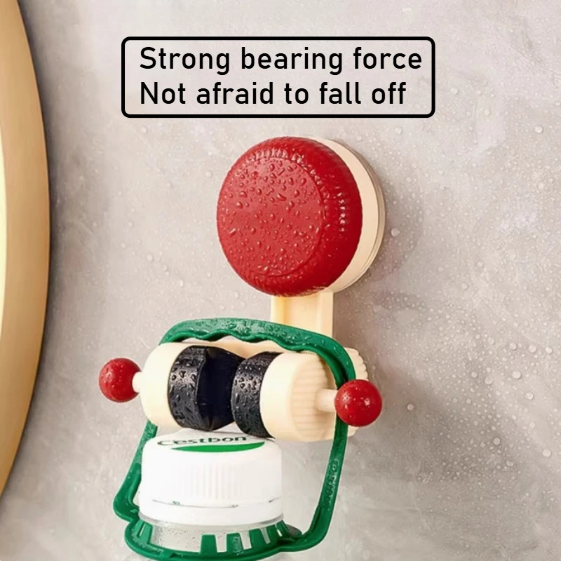 "360 °   حامل دش قابل للتعديل - دعامة شفط بدون مثقاب دوارة وارتفاع قابل للتعديل، تصميم مقاوم للماء/قبضة قوية"