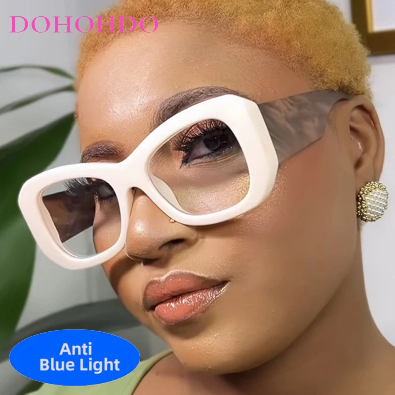 

Vintage Luxury Oversized Square Brand Designer Unisex Blue Light Square Optical Glasses For Men Women Computer Glasses Lentes