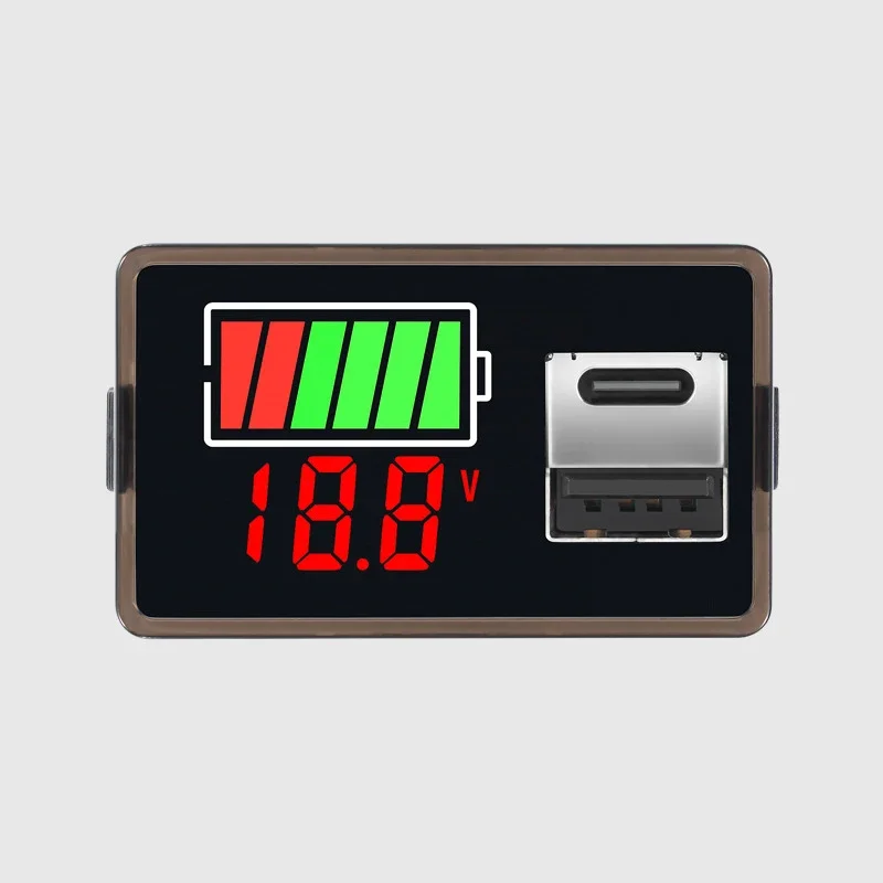 DC8-100V Car Battery Charge Level Indicator USB TypeC Lithium Battery Capacity Meter Digital Voltmeter Voltage Tester LED Tester