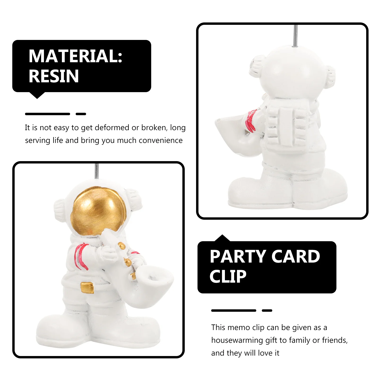 

2pcs Astronaut Photo Clip Vintage Tabletop Picture Holder Multi-Function Memo Stand Desk Decor Party Card Display Clip