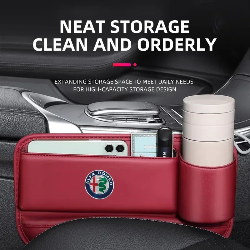 Multifunction Car Seat Gap Leak-proof Storage Bag For Alfa Romeo Giulia Stelvio Quadrifoglio Giulietta 156 147 Mito Tonale GT