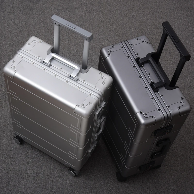 German all aluminum travel luggage carry-on male student trolley suitcase box metal aluminum pull rod box female boarding case