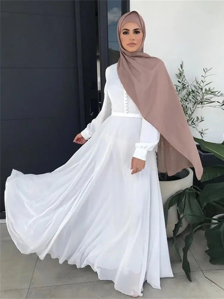 Ramadan Eid Chiffon Abaya Dubai Luxury 2024 Abaya musulmano per le donne abiti caftano abbigliamento islamico Robe caftano Marocain Femme