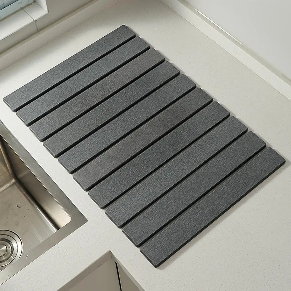 

Plant Fiber Dish Mat Quick Dry Diatomaceous Earth Mat for Kitchen Bathroom Foldable Water-absorbing for Countertop for Bathroom