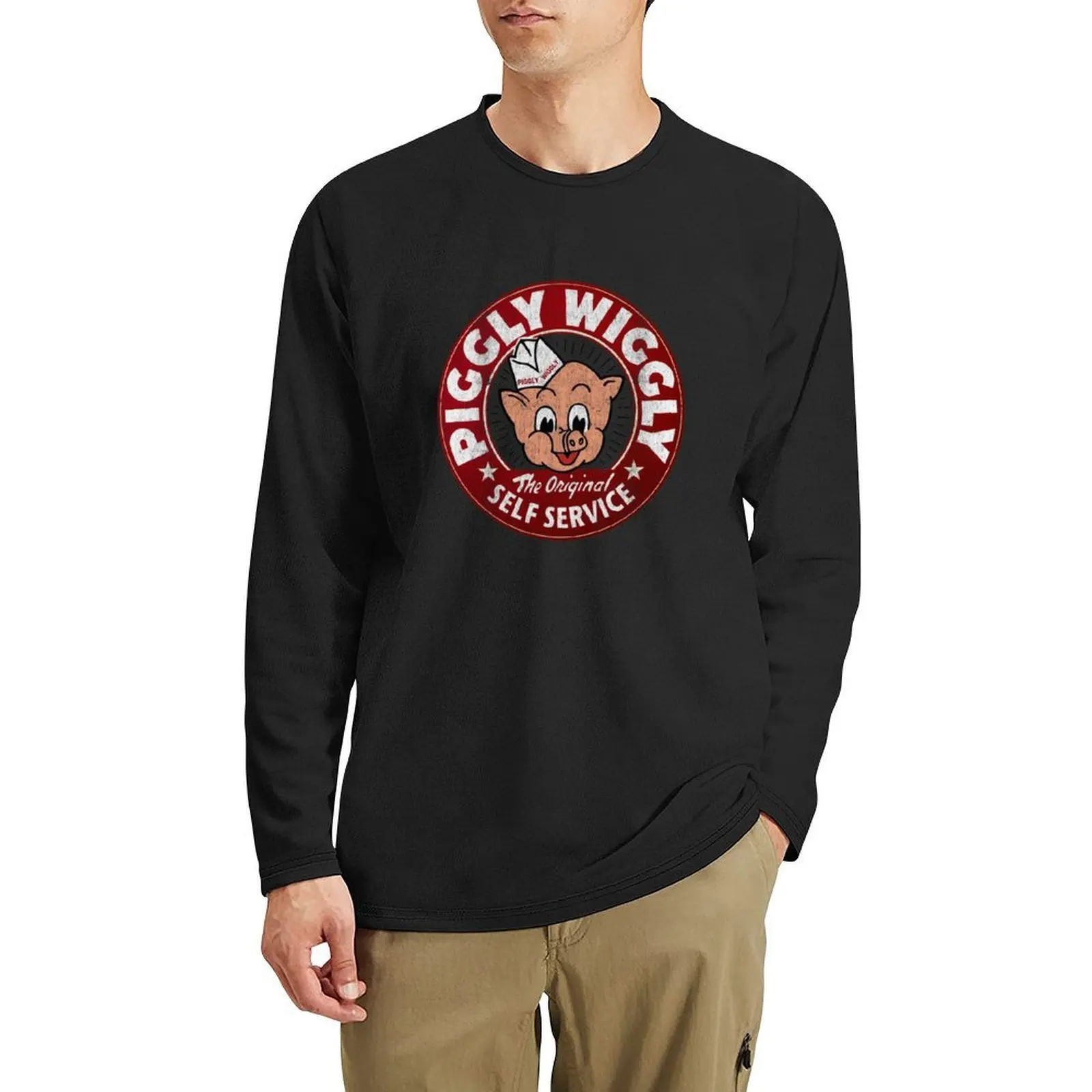 Piggly Wiggly Self Service Worn Long T-Shirt cute clothes shirts graphic tees quick drying shirt sweat shirt men workout shirt