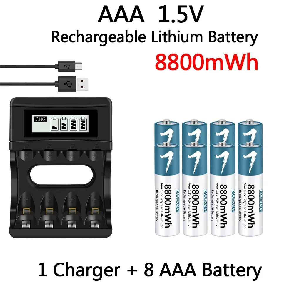 Bateria AAA 1,5 V Akumulator polimerowy litowo-jonowy Bateria AAA do myszy zdalnie sterowanej Zabawka elektryczna z ładowarką USB