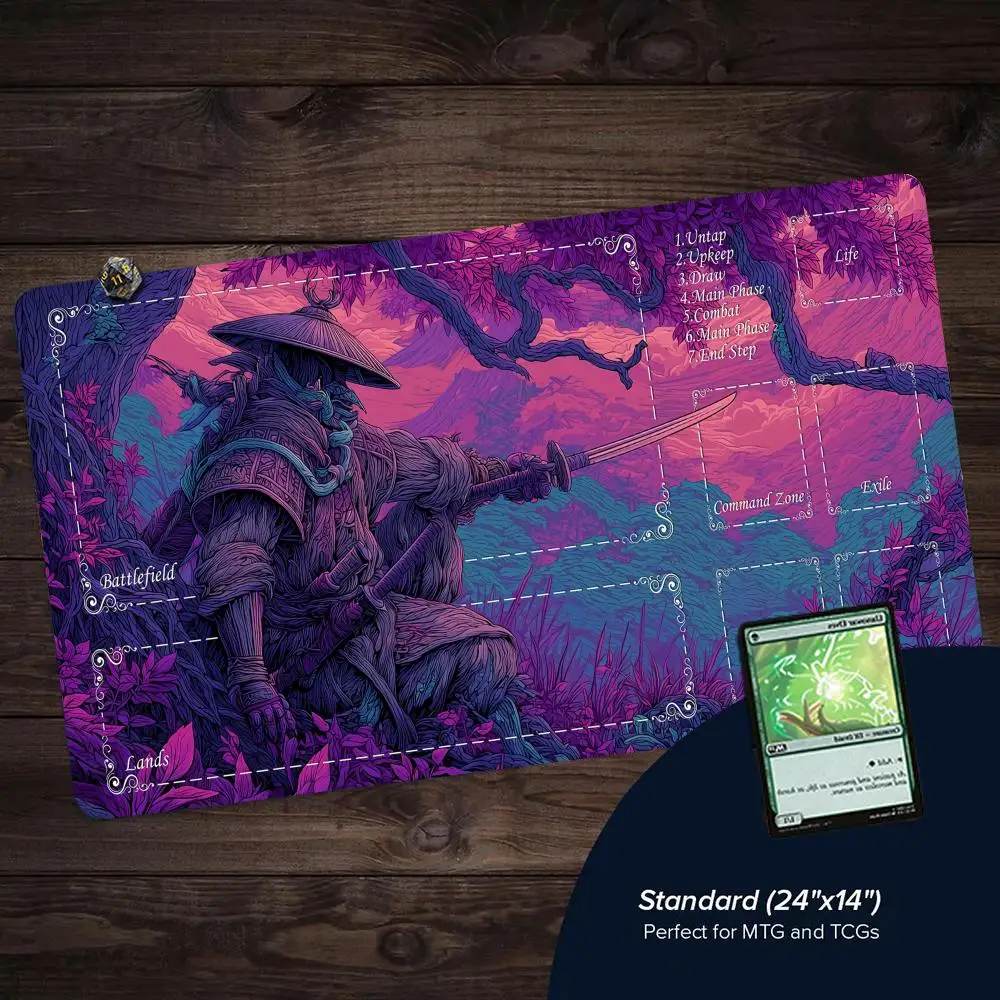 

Trendy Aesthetic Samurai Theme MTG Playmat Magic Card Battle Mat With Stitched Edge Non-Slip tapete magic mtg Tabletop playmat