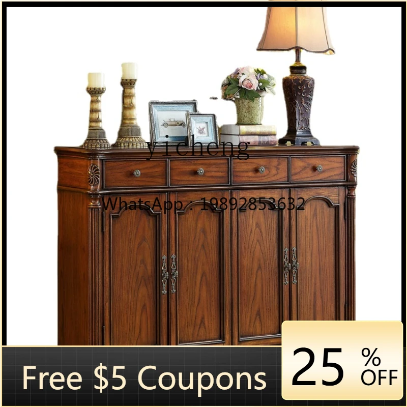 

ZZk Solid Wood Shoe Cabinet Foyer Doorway High Double-Door Door Large Capacity Three Four-Door Locker