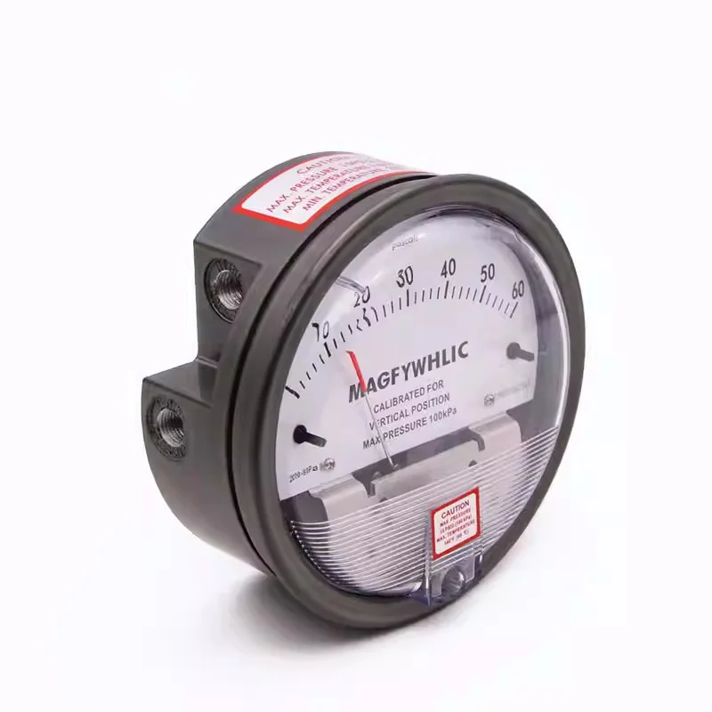 مؤشر دائري مقياس ضغط الرياح الإيجابية والسلبية 0-60 Pa مقياس فرق ضغط الهواء الصغير #3