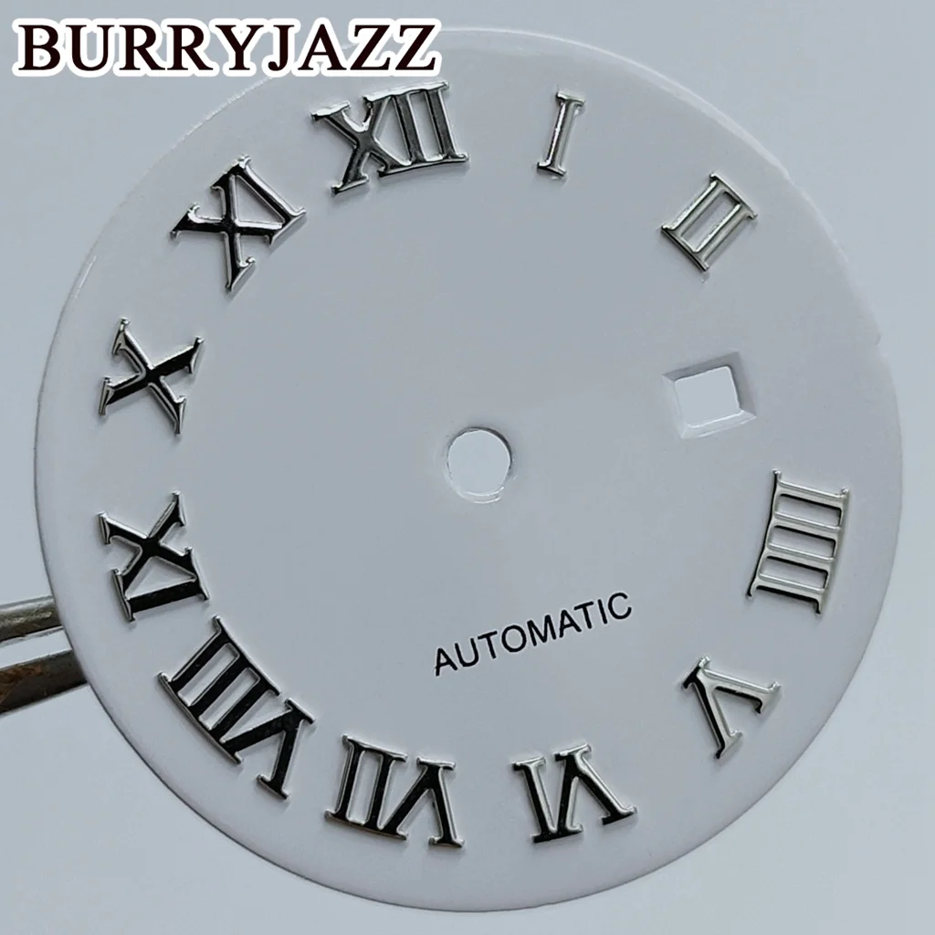 BURRYJAZZ 24.5mm No Logo NH05 Watch Dials White Black Rose Gold Brown Pink Purple Dial Fit NH05 NH06 Case Crown