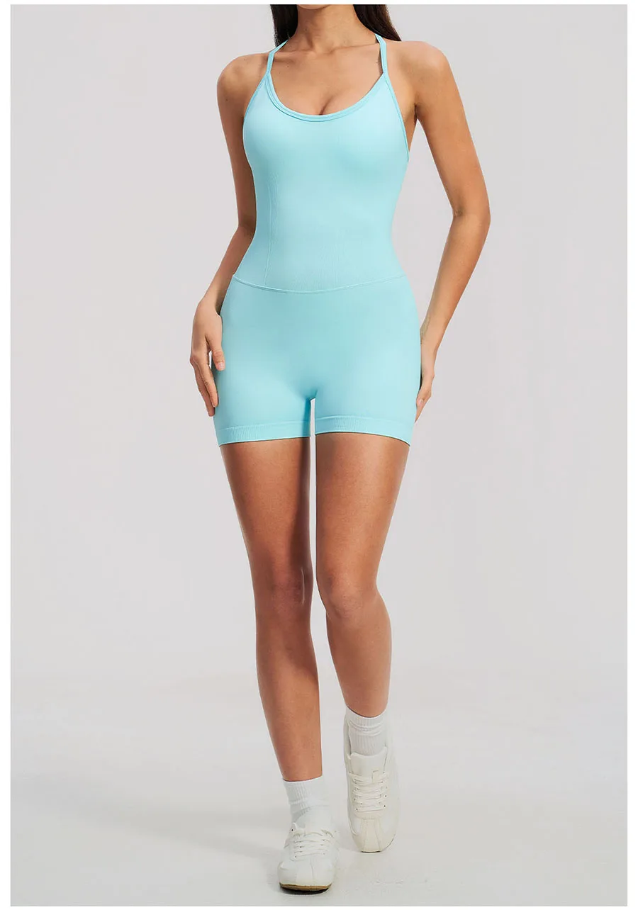 Yoga-Sets Nahtlose Gym-Jumpsuits Damen Einteiliger Sport-Bodysuit Overalls Aktivbekleidung Fitness-Trainingskleidung Kurze Outfits – Detail 15