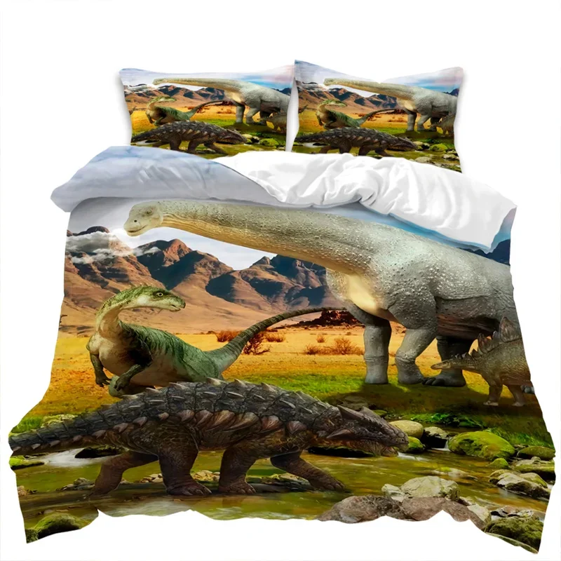 Dinosaur Duvet Cover Twin Microfiber 3D Animal Comforter Cover Jurassic World Park Dinosaur Bedding Set For Kids Teens Boys Room