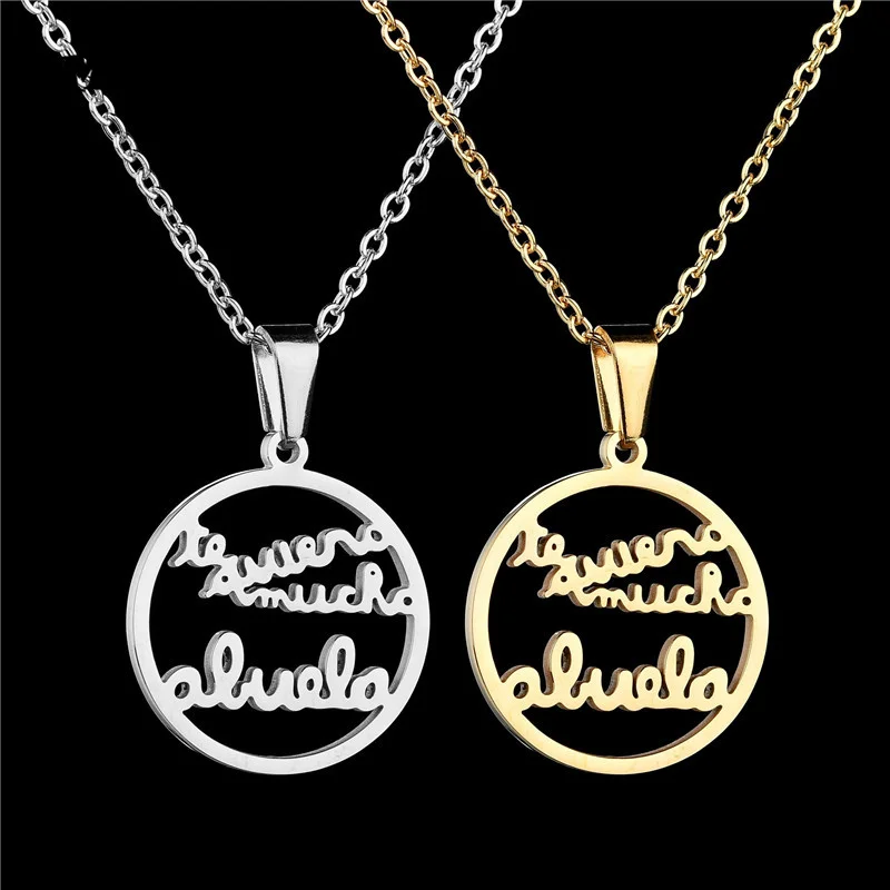 MadApe 2019 Fashion Stainless Steel Grandmother Pendant Necklace Love Grandma Statement Necklace For Family Gift