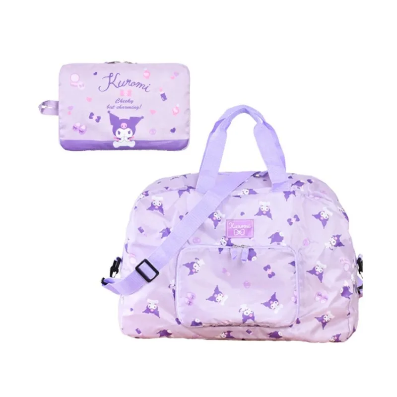 Kawaii Sanrio Cinnamoroll Thickened Waterproof Foldable Luggage Bag Cute Melody Pink Crossbody Travel Bag Large Capacity Storage