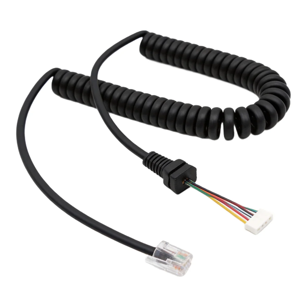 Microphone Cable Replacement for Yaesu MH-48 MH-48A6J MH-36 MH-36A6J MH-42 Handheld Mics 6-Pin Stretchable 40cm to 150cm Black