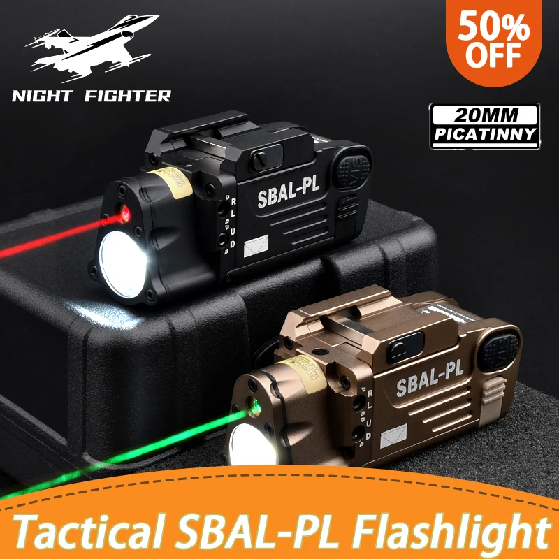 

Tactic Metal SBAL-PL Strobe/Constant Flashlight With Red/Green Laser Weapon Light X300 X400 Fit 20mm Rail Airsoft Lighting GL