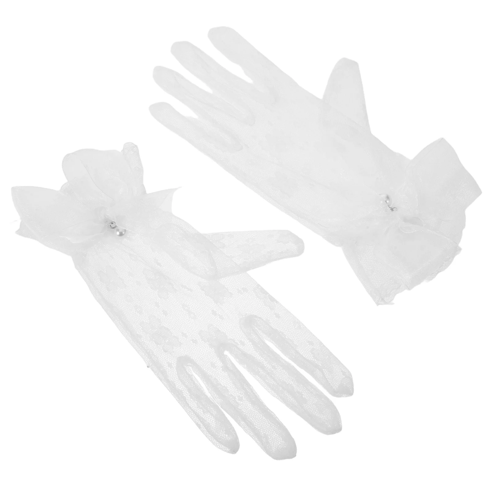 2 pçs branco lolita luvas de renda elegante arco curto dedo luvas para festa de chá formal eventos noturnos acessórios de festa de chá