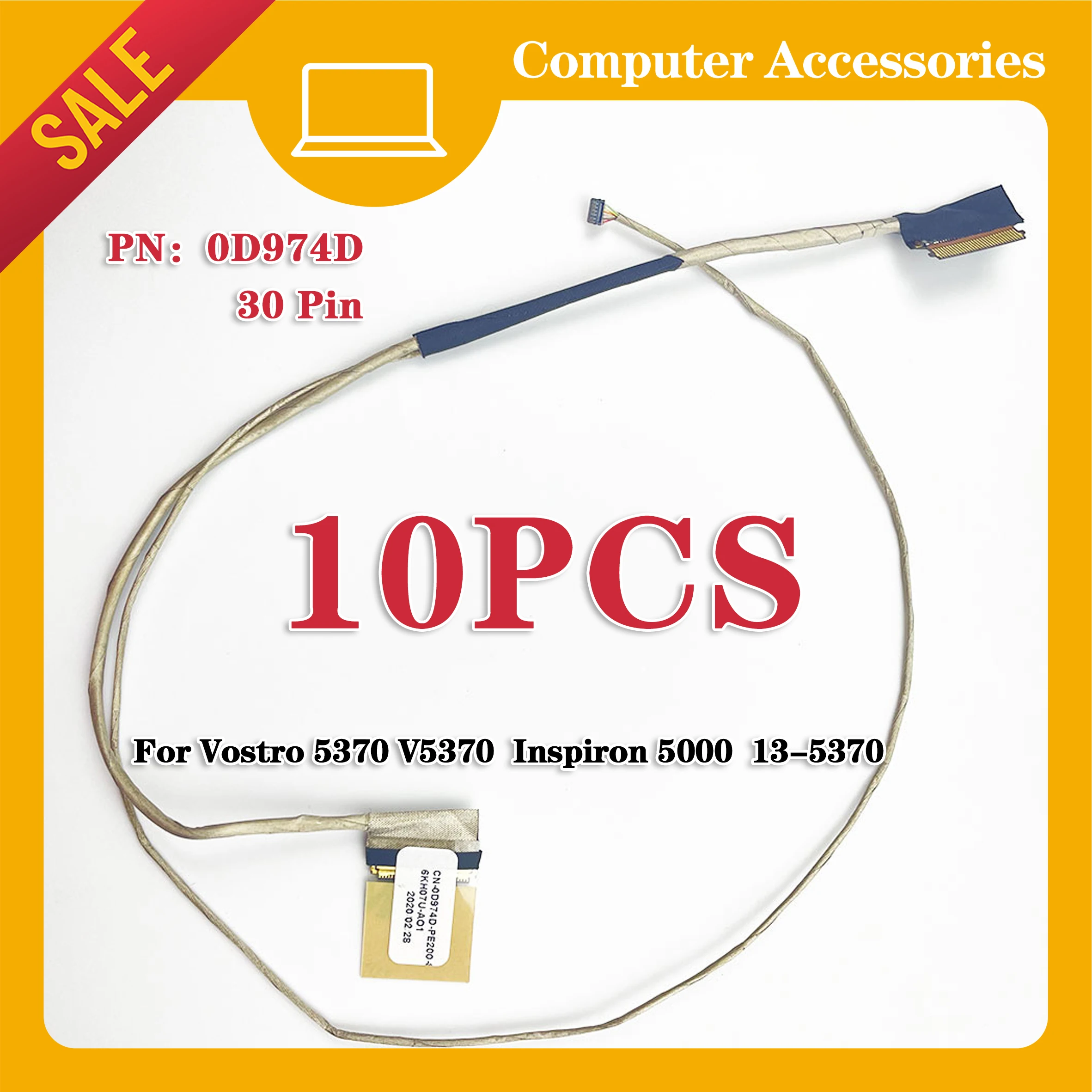 

10PCS Video Cable For Dell Vostro 5370 V5370 Inspiron 5000 5370 13-5370 Portable LCD Display Led Tape Camera Cable 0D974D