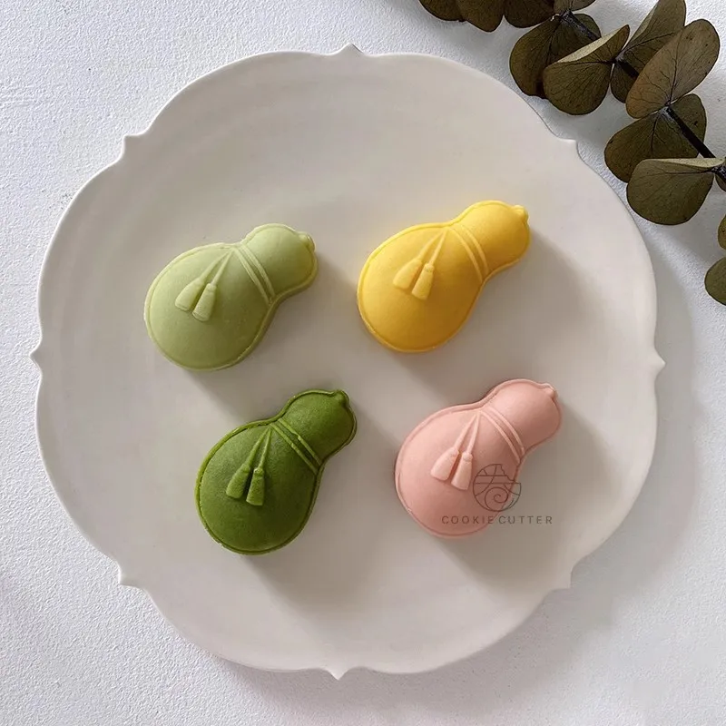 25g-35g Mini Mooncake Mould Chinese Style Gourd Shape Cookie Pastry Stamp Mung Bean Cake Decoration ABS Plastic Baking Equipment