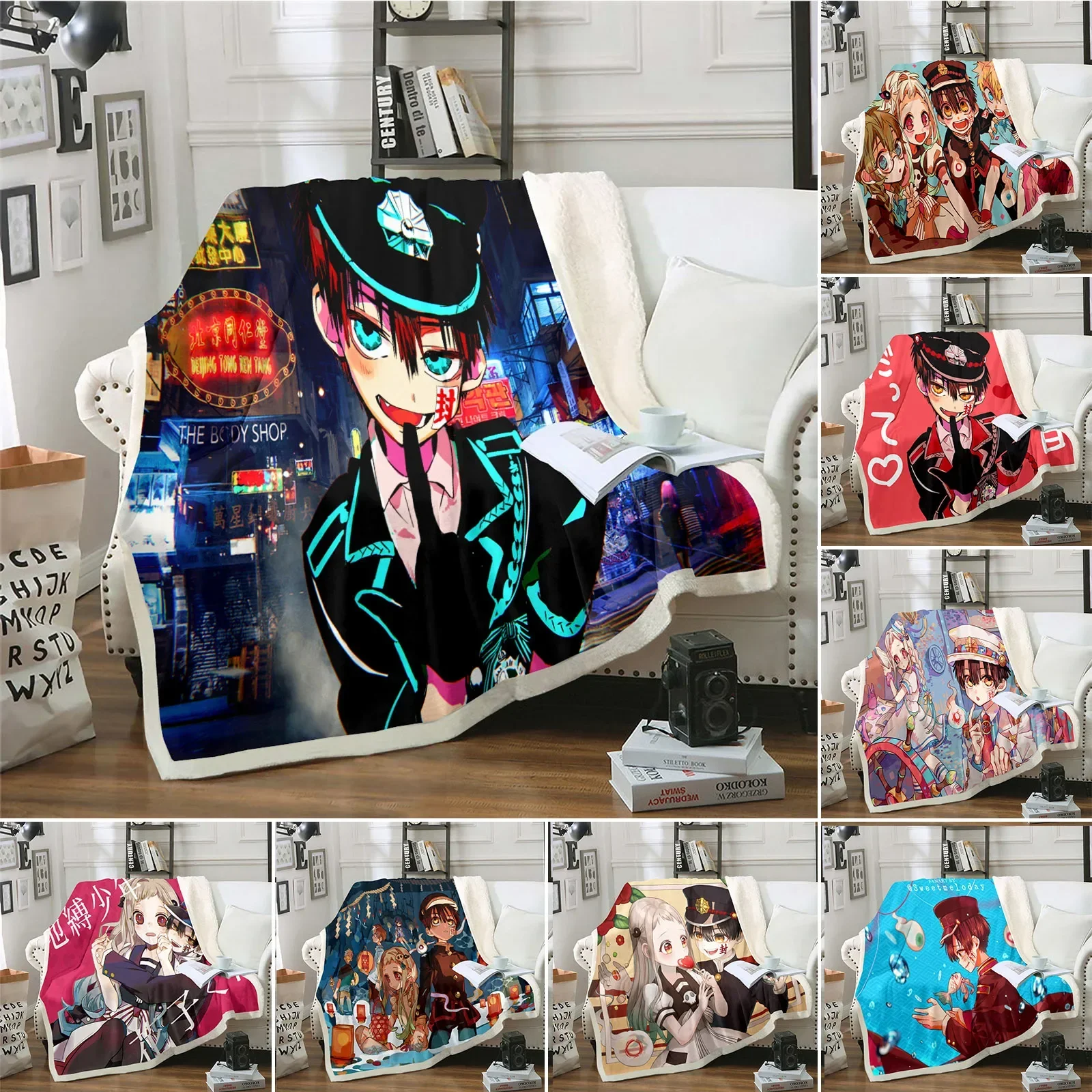 Anime Toilet-bound Hanako-kun Blanket Soft Sofa Cover Throw Blanket Fleece Tapestry Lightweight Warm Bed for Bedroom Couch