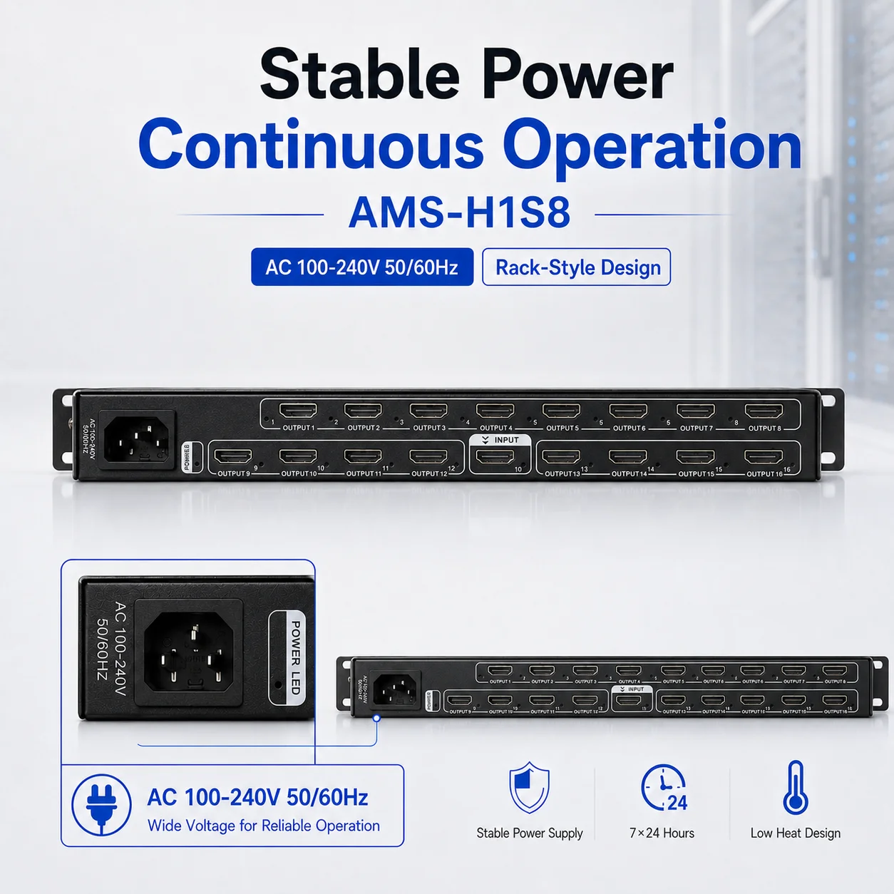 4K 1x8 HD Splitter Video Distributor 1 Input 8 Output Converter for PS4 Xbox Camera Laptop to Multi-Display TV Monitor