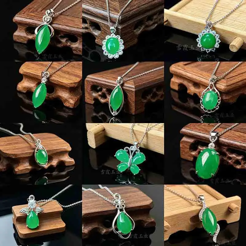 Natural Malaysian Jade Green Water Droplet Pendant Necklace Accessories Jewelry Amulets Green Gifts Women Carved Real Charms