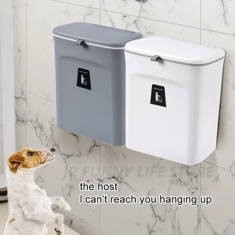 7/10L Kitchen Cabinet Door Hanging Garbage Can Wall Mounted Recycling Basket with Lid Kitchen Accessories