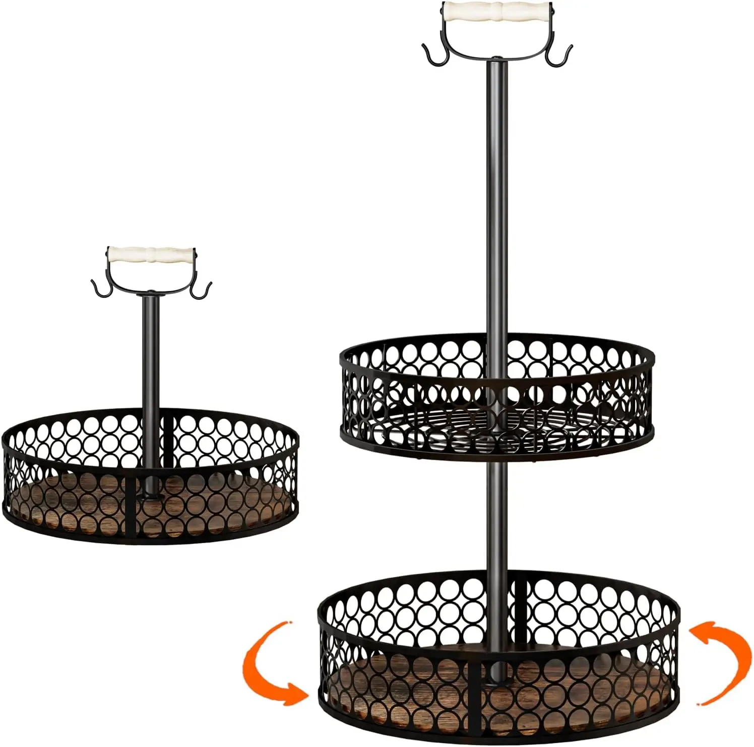 

Upgraded 2-Tier Rotating Spice Rack, Detachable Metal Organizer for Kitchen Cabinet and Countertop