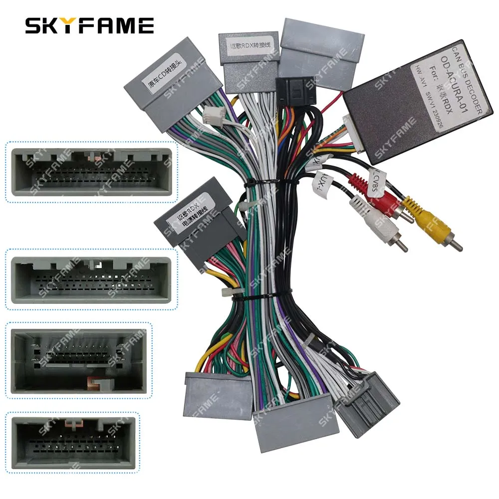 

SKYFAME Car 16pin Wiring Harness Adapter Canbus Box Decoder Android Radio Power Cable For Honda Acura RDX