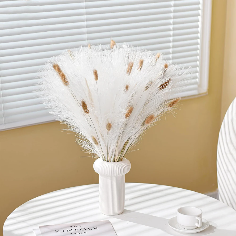 20PCS Künstliche Faux Bulk Pampas Gras 55CM Boho Dekor Blume Gefälschte Pflanze Flauschigen Schilf Hochzeit Party Home Raum Dekoration blumen – Detail 2