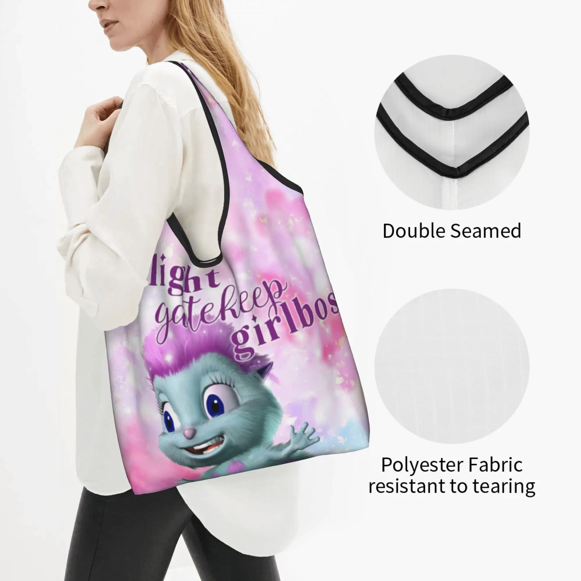 Custom Bibble Beliefs Happiness Shopping Bags Women Portable Large Capacity Grocery Cartoon Shopper Tote Bags