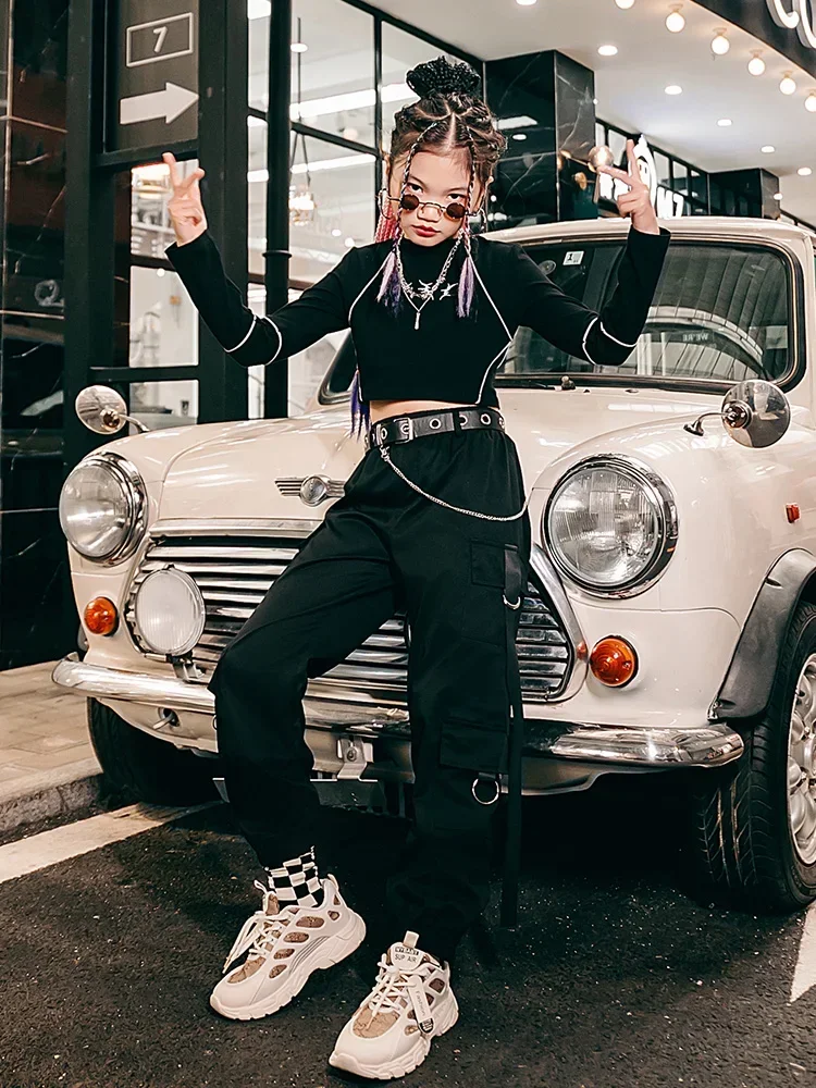 ZZL K-PoP Ropa Trajes de baile de jazz para niñas, Baile callejero para niños, Conjuntos de actuación para niños de Hip Hop, Uniformes de práctica