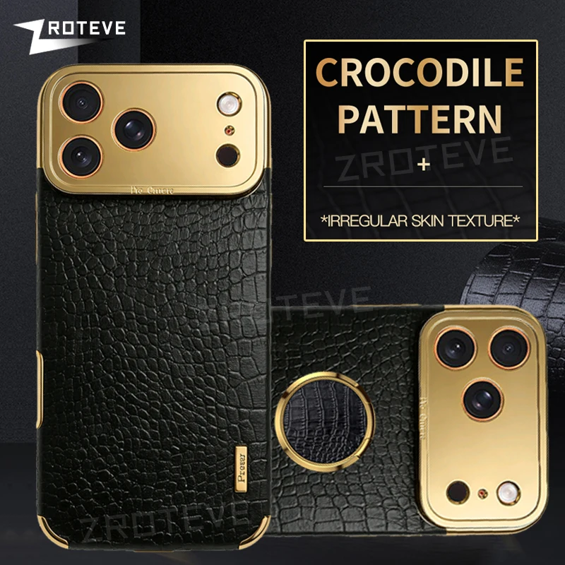 Funda de Silicona con Revestimiento de Piel de Cocodrilo ZROTEVE para iPhone 17, 17e, 16, 16e, 15, 14, 13, 12 Pro Max, iPhone 16 Plus, iPhone 17 Air