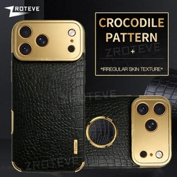 For iPhone 17 17e 16 16e 15 14 13 12 Pro Max ZROTEVE Crocodile Leather Plating Silicone Cover On iPhone16 Plus iPhone17 Air Case