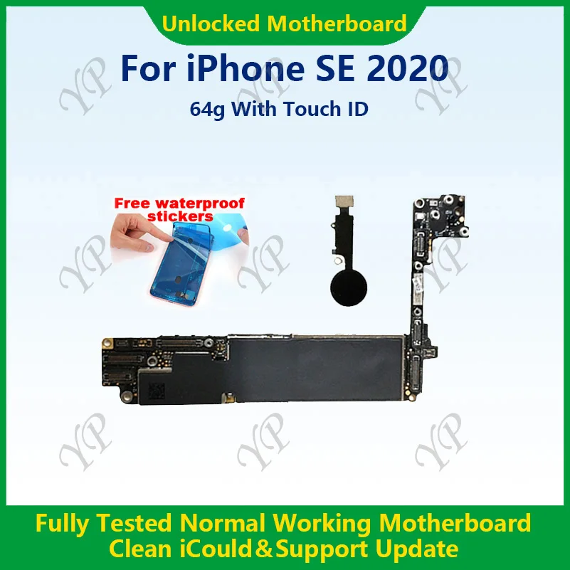 New! For iPhone SE 2020 Mainboard With Touch ID Cleaned iCloud Fully Tested 100%Working Unlocked Motherboard For iPhone SE 2022