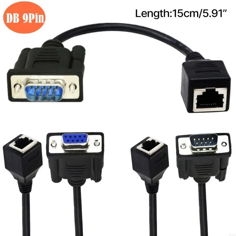 H37B RJ45 a RS232 DB9 9pin Port Masculino a RJ45 Cat5 Cat5 Ethernets Ethernets Extender adaptadores Cable