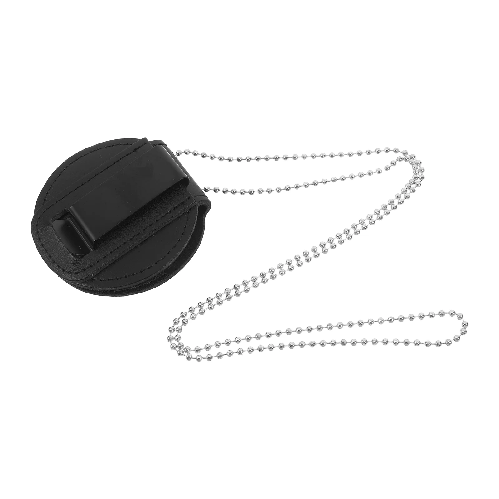 Multifunctional Pu Badge Id Holder With Clip Chain Necklace Transparent Window Security Badge Desk Accessories ganizer Circular