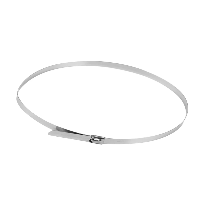 Hot 200Pcs 17.7 Inch Stainless Steel Locking Cable Ties For Exhaust Pipe Header Wrap Tape Silver