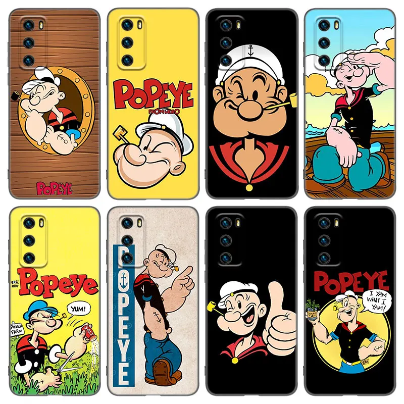 Cute Cartoon P-Popeyes Phone Case For Huawei Pura 70 Ultra P20 P30 P40 Lite P60 Art P50 Pro P50E P Smart 2018 2019 2020 2021