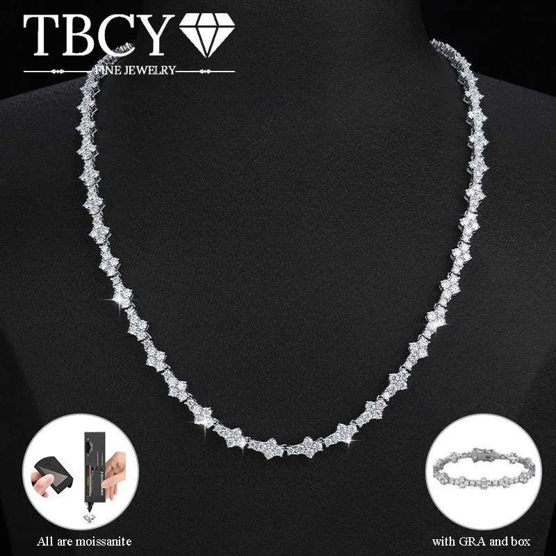 

TBCYD 2mm Moissanite Cross Necklace For Women 925 Sterling Silver D Color Tennis Bracelet Neck Chain Sparkle Hip-hop Jewelry