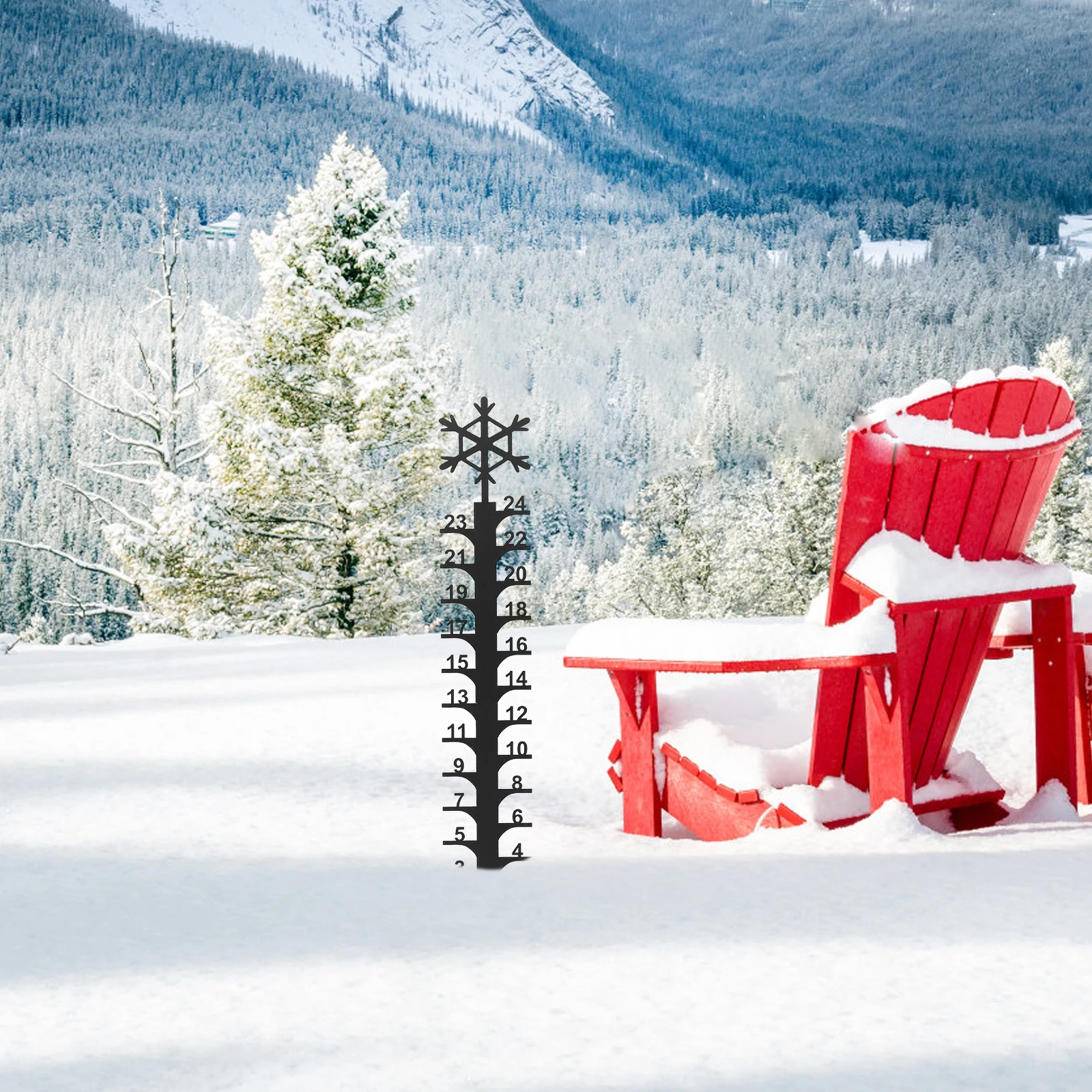 

Christmas Snow Measuring Device Metal Snow Gauge Outdoor Xmas Decor Garden Stake Black Premium Iron Easy Install