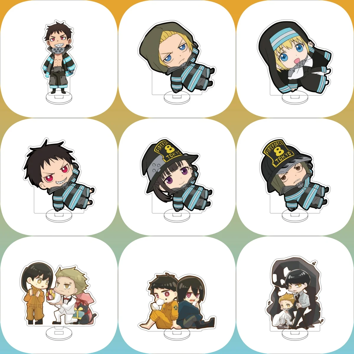 Abalorio de 10CM de Anime Fire Force, soporte acrílico, modelo de personajes de Cosplay, accesorios de adorno, colección de productos, regalos de navidad