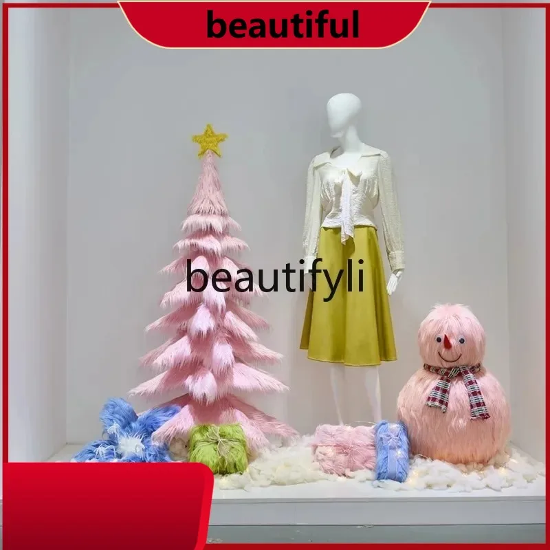 

Christmas Christmas Tree Creative Clothing Store Mao Mao Tree Window Decoration Scene Layout Live Room HH