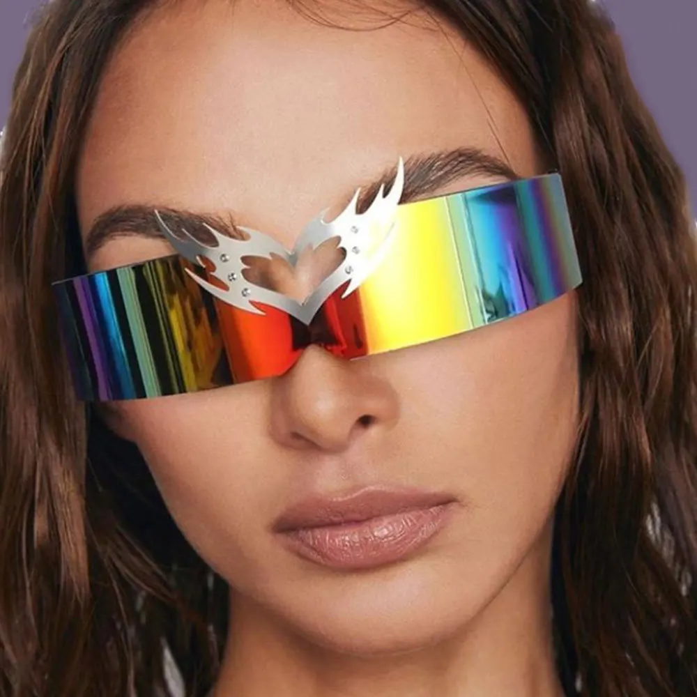 

New Cyberpunk Future Party One-piece Mirror Fashion Sunglasses